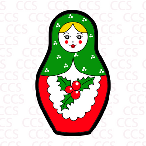 Christmas Holly Nesting Doll Cookie Cutter